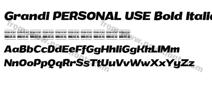 Grandi PERSONAL USE Bold ItalicPreview