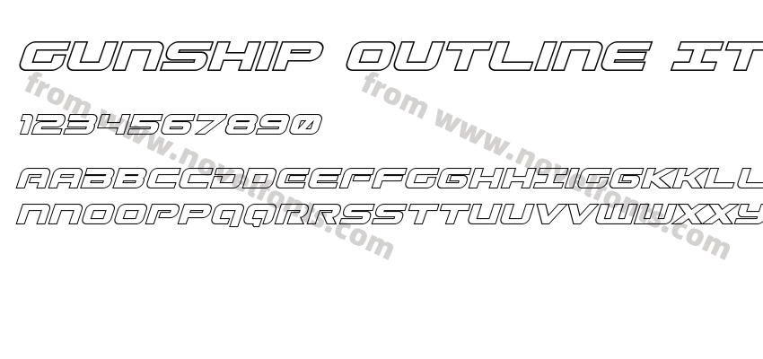 Gunship Outline ItalicPreview