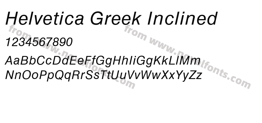 Helvetica Greek InclinedPreview