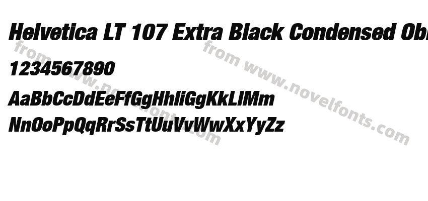 Helvetica LT 107 Extra Black Condensed ObliquePreview