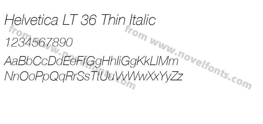 Helvetica LT 36 Thin ItalicPreview