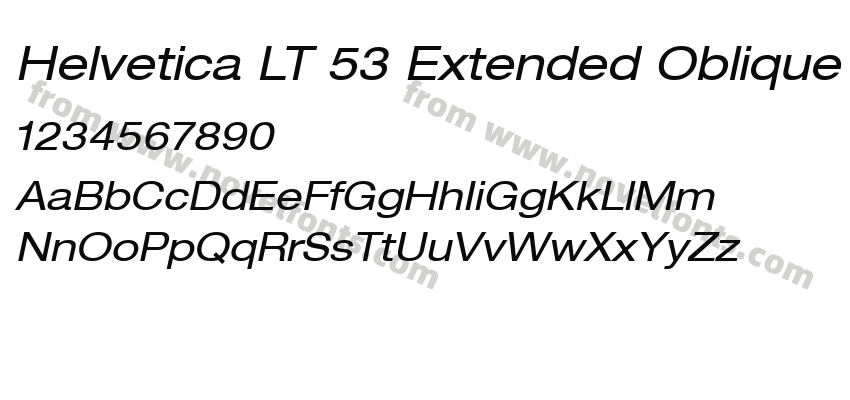 Helvetica LT 53 Extended ObliquePreview