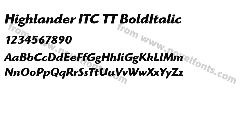 Highlander ITC TT BoldItalicPreview