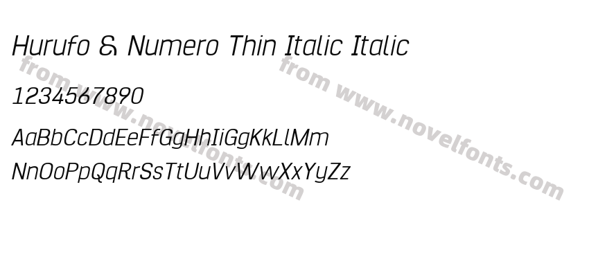 Hurufo & Numero Thin Italic ItalicPreview