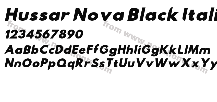 Hussar Nova Black ItalicPreview