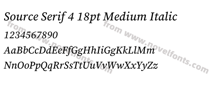 Source Serif 4 18pt Medium ItalicPreview