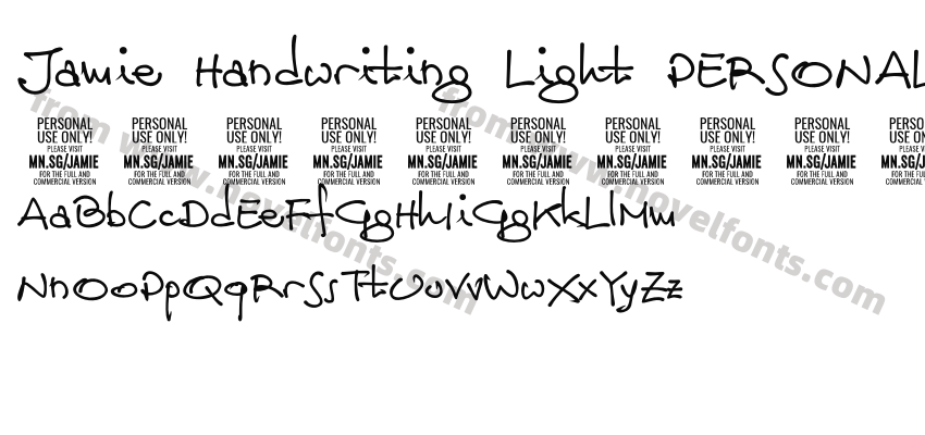 Jamie Handwriting Light PERSONAL USE RegularPreview