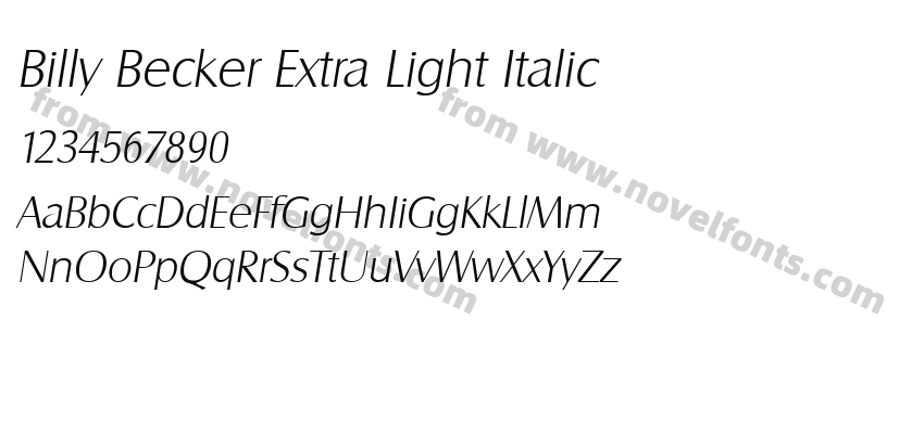 Billy Becker Extra Light ItalicPreview