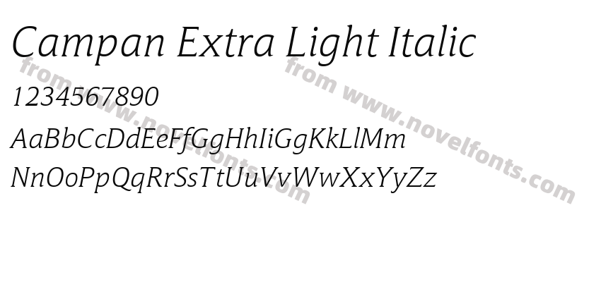 Campan Extra Light ItalicPreview