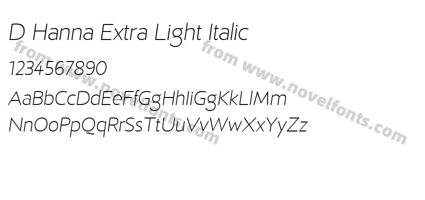 D Hanna Extra Light ItalicPreview