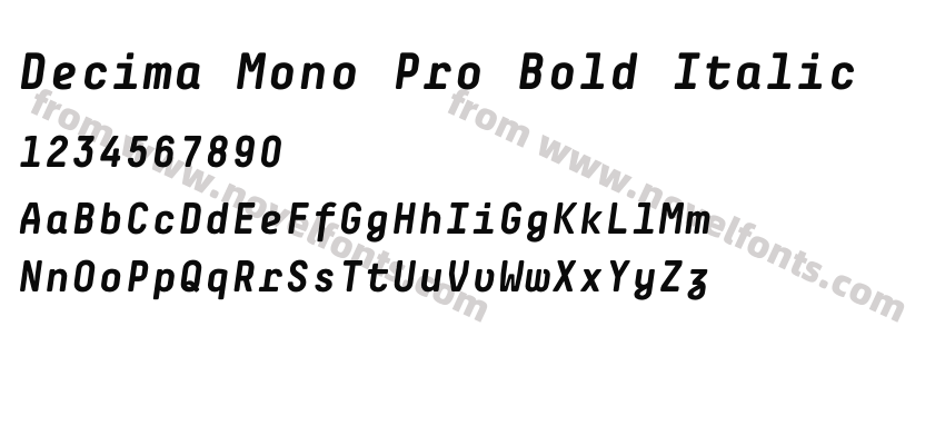 Decima Mono Pro Bold ItalicPreview