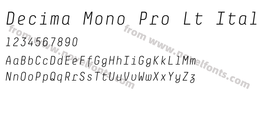 Decima Mono Pro Lt ItalicPreview