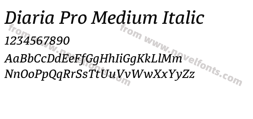 Diaria Pro Medium ItalicPreview