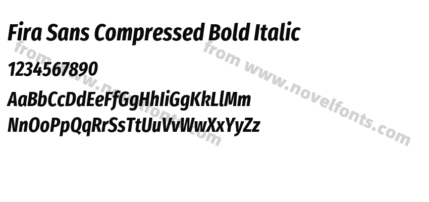 Fira Sans Compressed Bold ItalicPreview