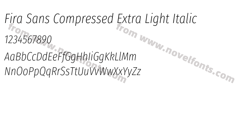 Fira Sans Compressed Extra Light ItalicPreview