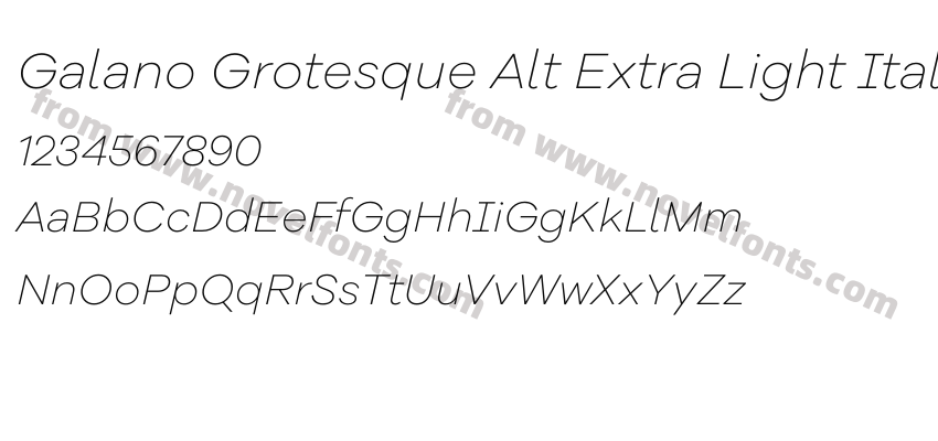 Galano Grotesque Alt Extra Light ItalicPreview