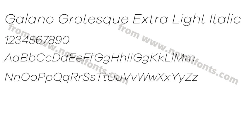 Galano Grotesque Extra Light ItalicPreview