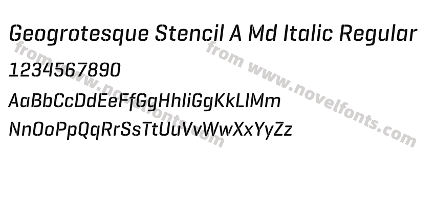 Geogrotesque Stencil A Md Italic RegularPreview