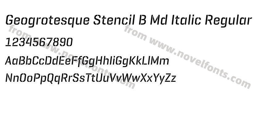 Geogrotesque Stencil B Md Italic RegularPreview