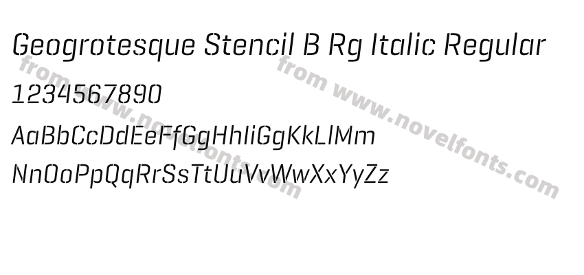 Geogrotesque Stencil B Rg Italic RegularPreview