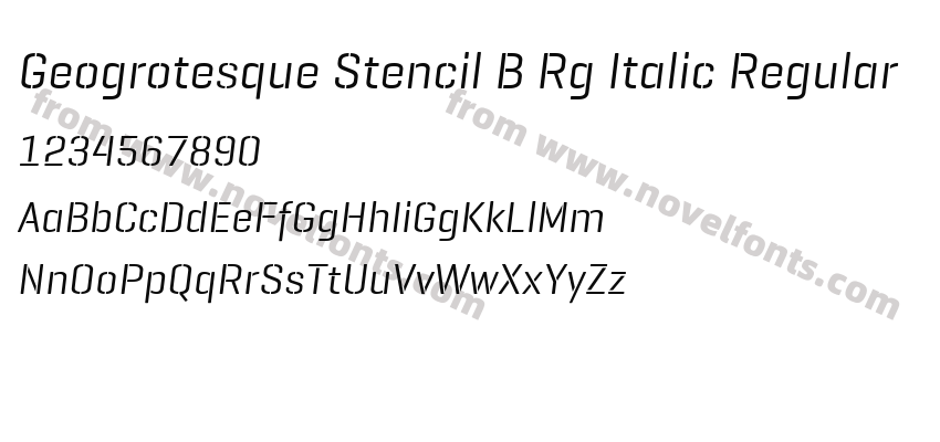 Geogrotesque Stencil B Rg Italic RegularPreview