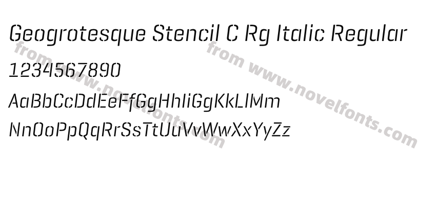 Geogrotesque Stencil C Rg Italic RegularPreview