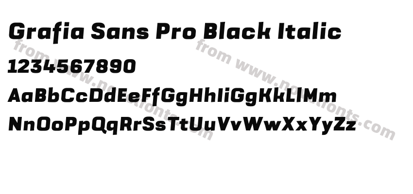 Grafia Sans Pro Black ItalicPreview