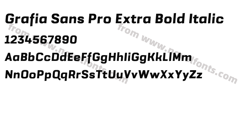 Grafia Sans Pro Extra Bold ItalicPreview