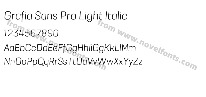 Grafia Sans Pro Light ItalicPreview
