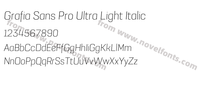 Grafia Sans Pro Ultra Light ItalicPreview
