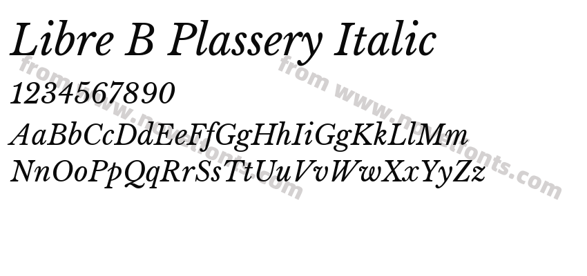Libre B Plassery ItalicPreview