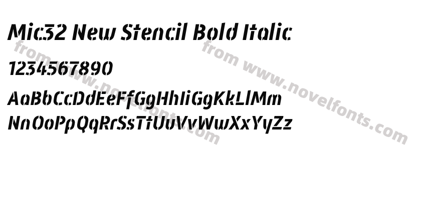 Mic32 New Stencil Bold ItalicPreview