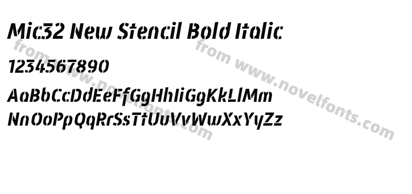 Mic32 New Stencil Bold ItalicPreview