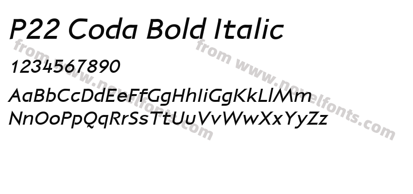 P22 Coda Bold ItalicPreview