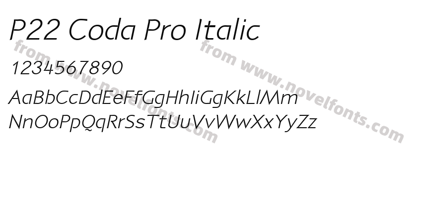 P22 Coda Pro ItalicPreview