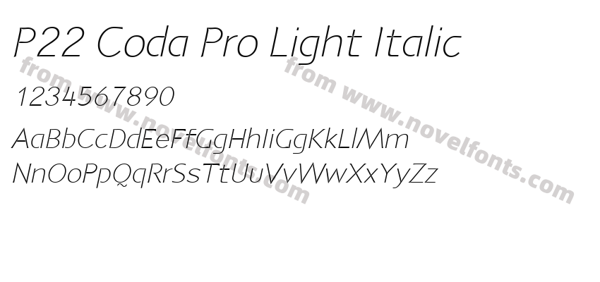 P22 Coda Pro Light ItalicPreview