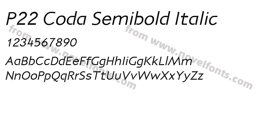P22 Coda Semibold ItalicPreview