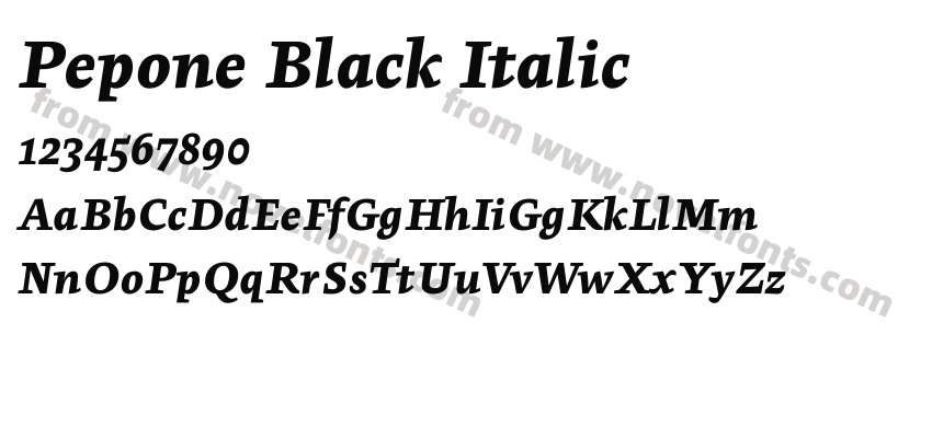 Pepone Black ItalicPreview
