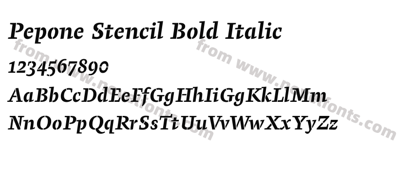Pepone Stencil Bold ItalicPreview