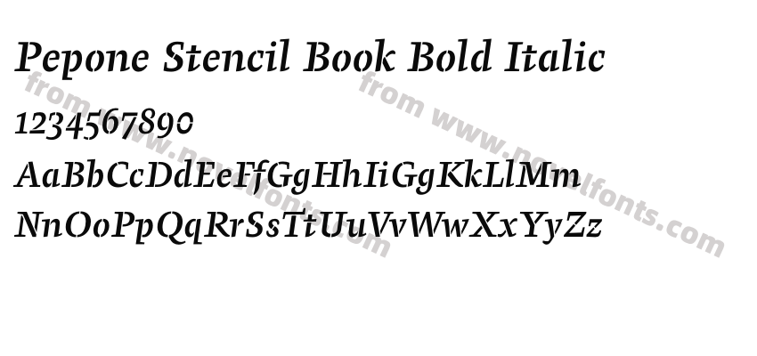 Pepone Stencil Book Bold ItalicPreview