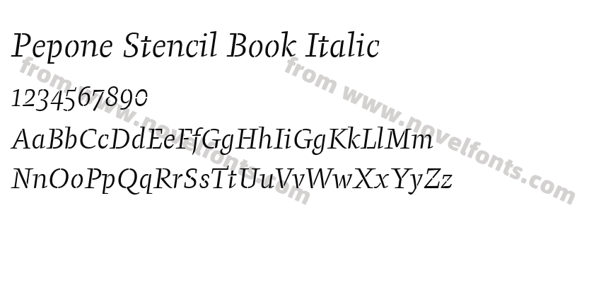 Pepone Stencil Book ItalicPreview