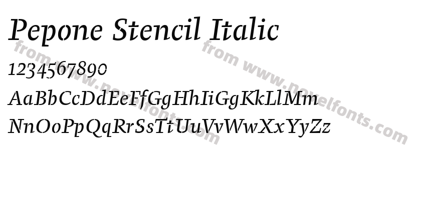 Pepone Stencil ItalicPreview