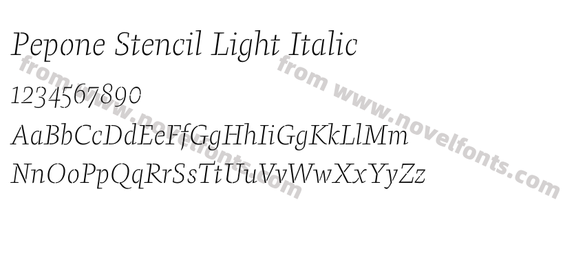 Pepone Stencil Light ItalicPreview