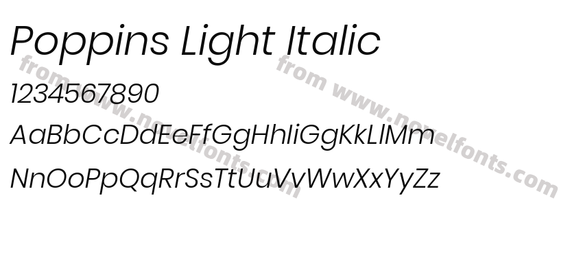 Poppins Light ItalicPreview
