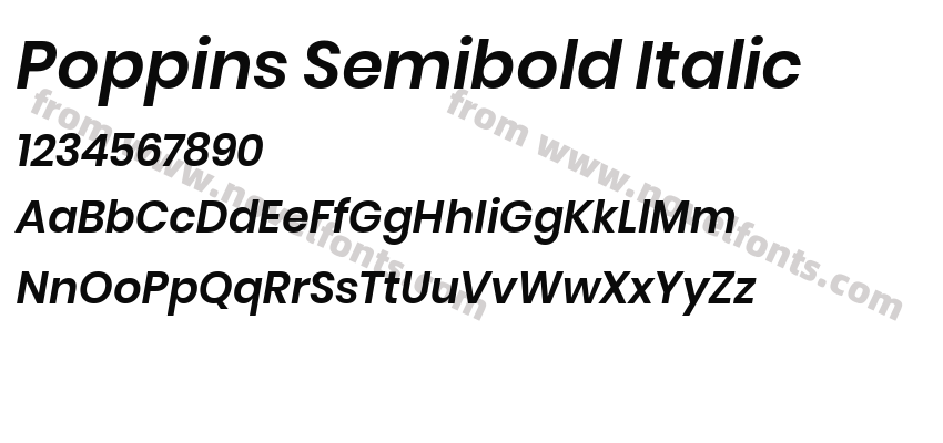 Poppins Semibold ItalicPreview