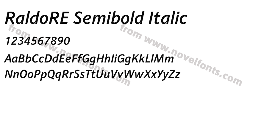 RaldoRE Semibold ItalicPreview