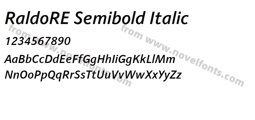 RaldoRE Semibold ItalicPreview