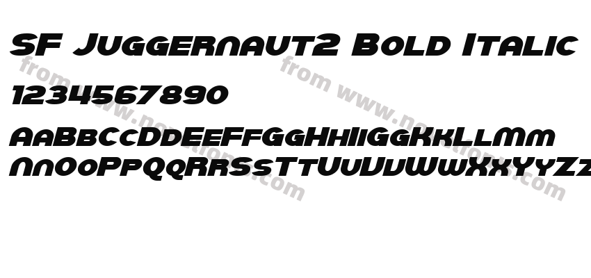 SF Juggernaut2 Bold ItalicPreview