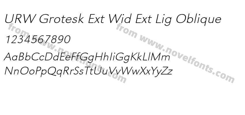 URW Grotesk Ext Wid Ext Lig ObliquePreview