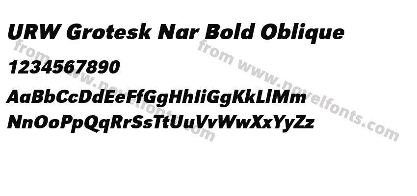 URW Grotesk Nar Bold ObliquePreview